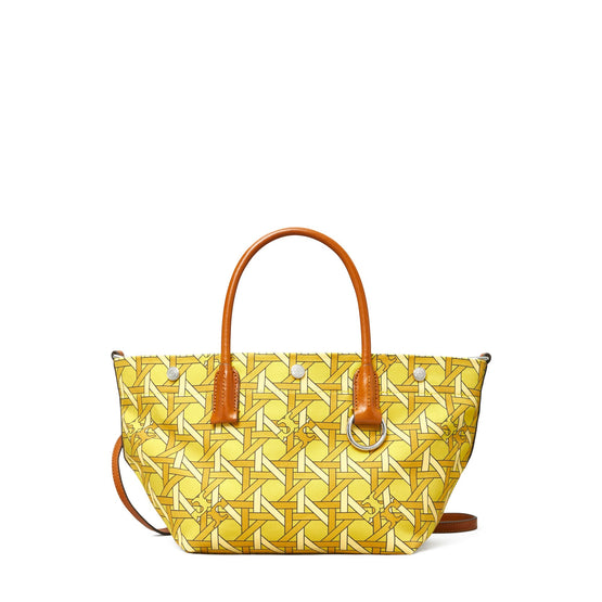 Women Canvas Basketweave Small Tote - Saffron Basketweave