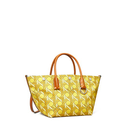 Women Canvas Basketweave Small Tote - Saffron Basketweave