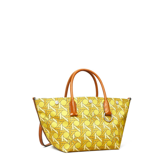 Women Canvas Basketweave Small Tote - Saffron Basketweave