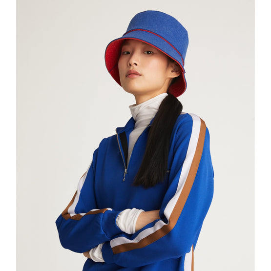 Women Double-Sided Felt Bucket Hat - Bright Indigo