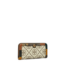 Women T Monogram Grommet Zip Slim Wallet - Ivory