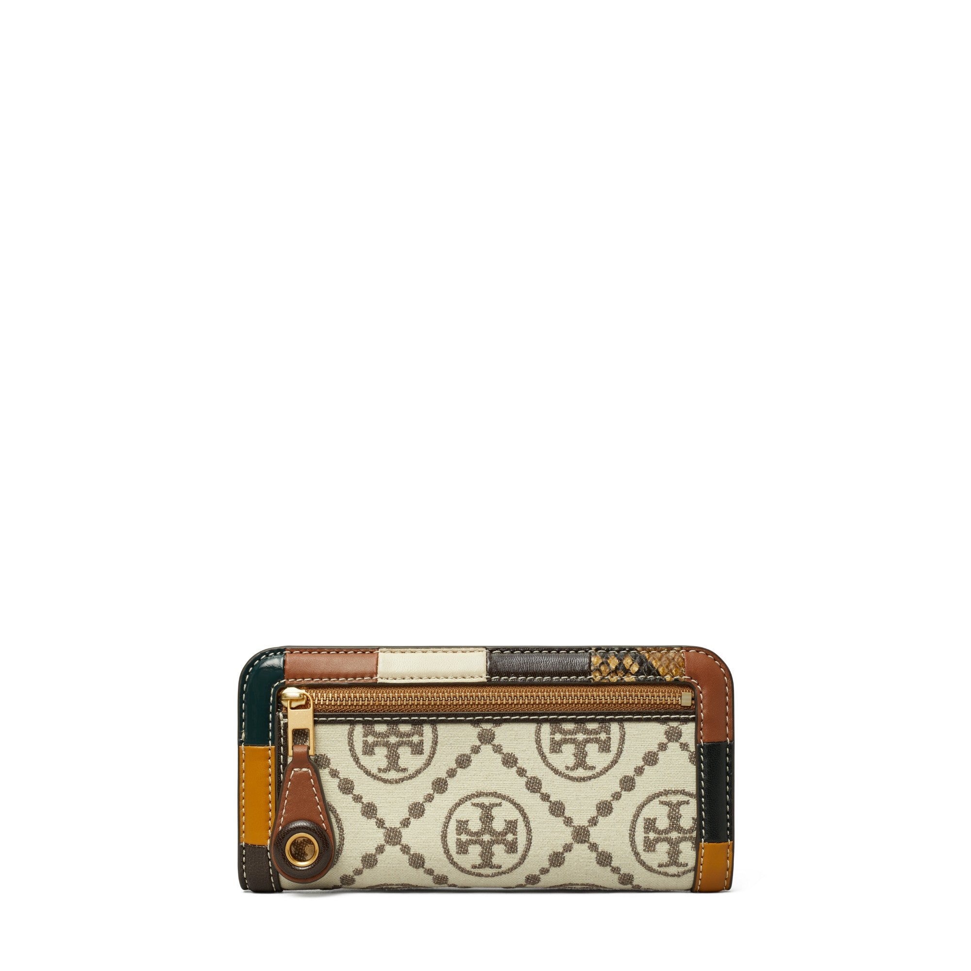 Women T Monogram Grommet Zip Slim Wallet - Ivory
