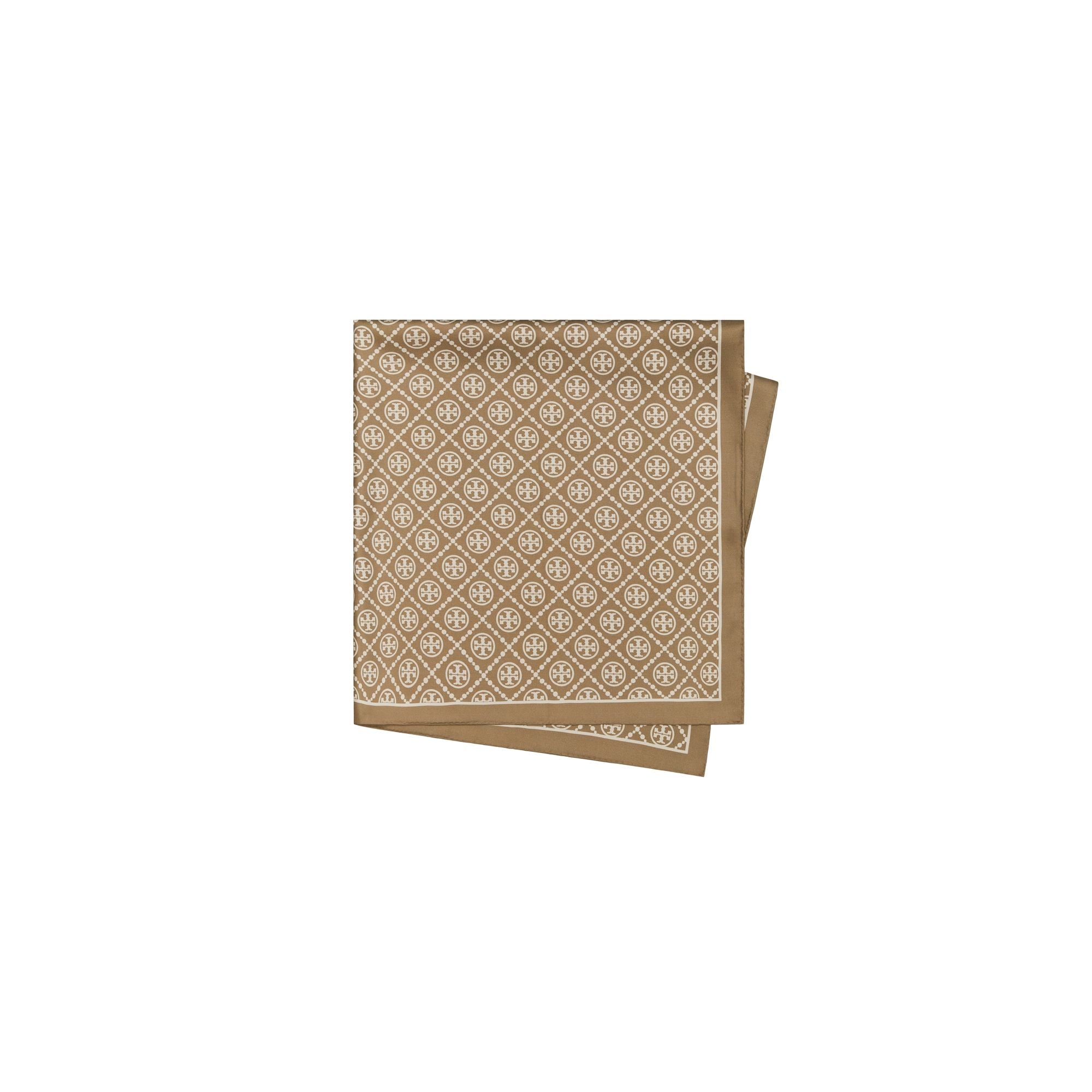 Women T Monogram Double-Sided Silk Square - Natural Khaki