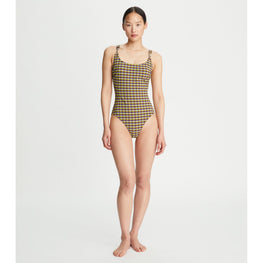 Women Woven Clip Tank Suit - Purple Veronica Plaid