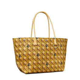 Women Canvas Basketweave Tote - Tan Basketweave