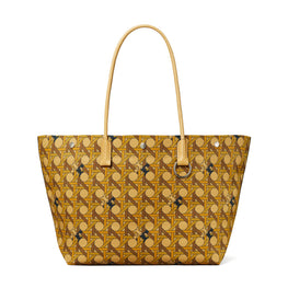 Women Canvas Basketweave Tote - Tan Basketweave