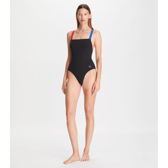 Women Colorblock Tank Swimsuit - Black