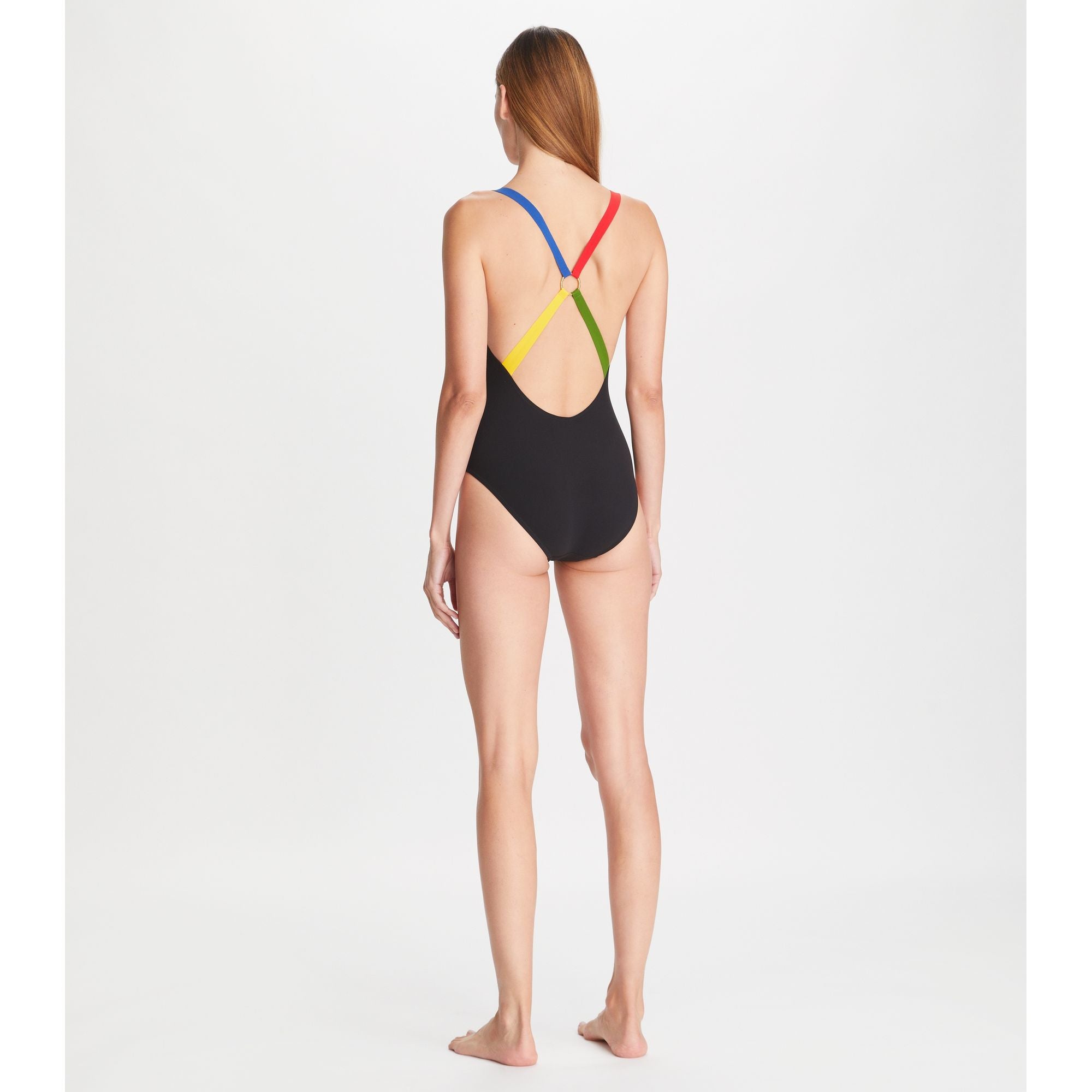 Women Colorblock Tank Swimsuit - Black