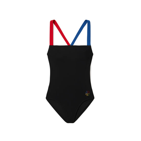 Women Colorblock Tank Swimsuit - Black