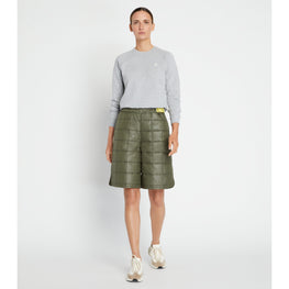 Women Long Quilted Short - Light Olive