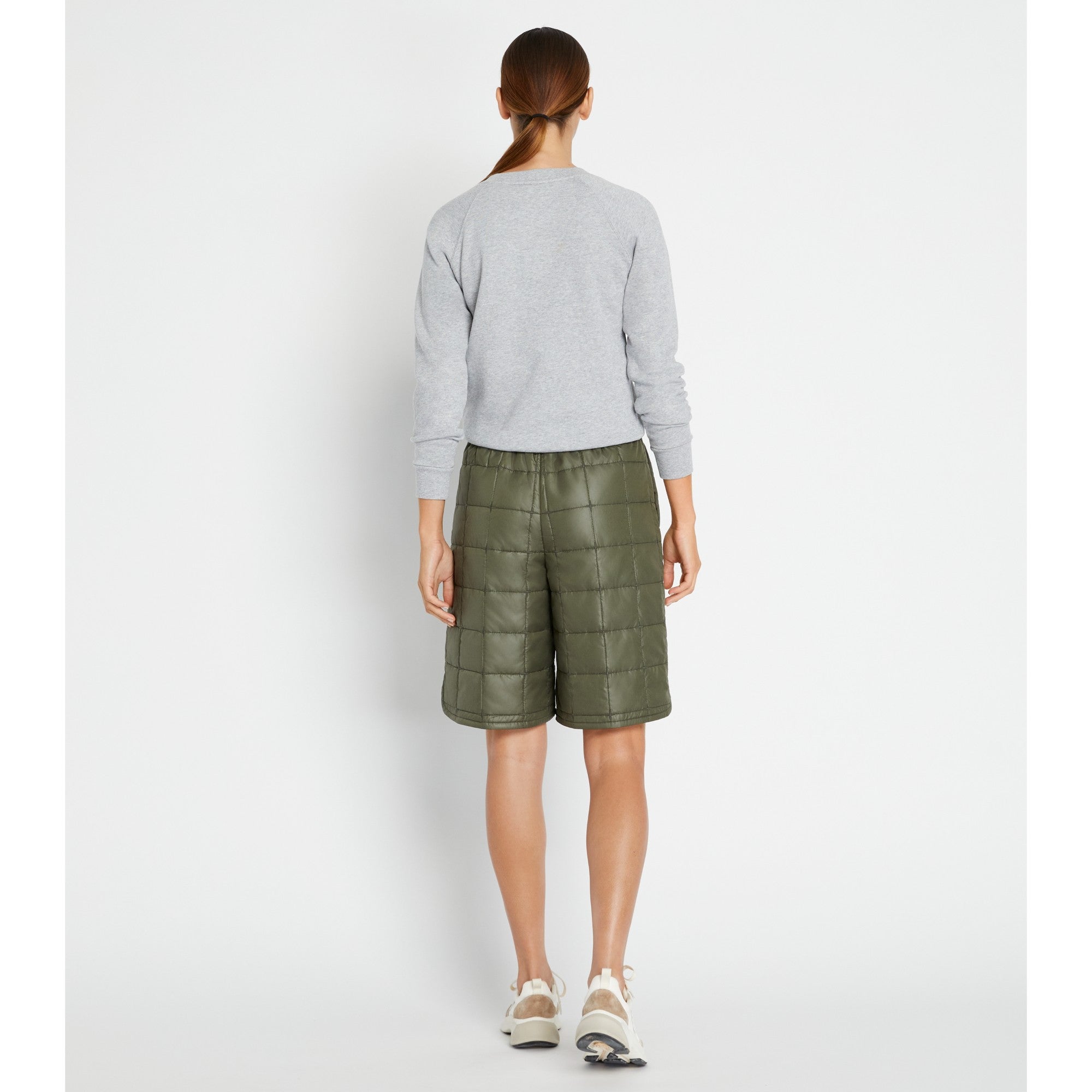 Women Long Quilted Short - Light Olive