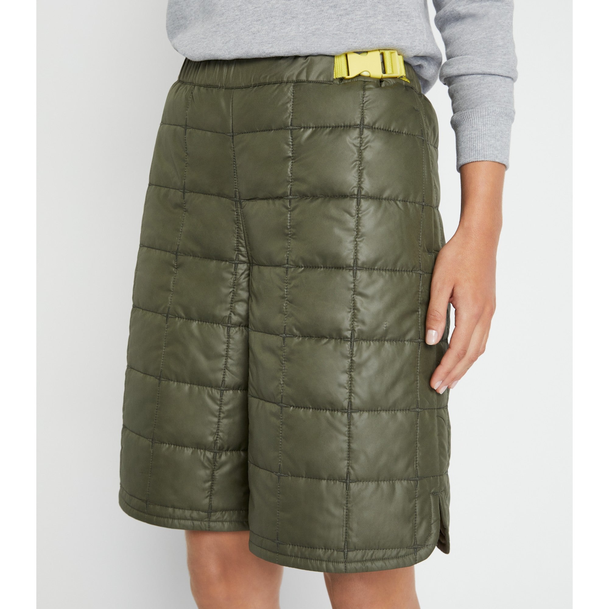 Women Long Quilted Short - Light Olive