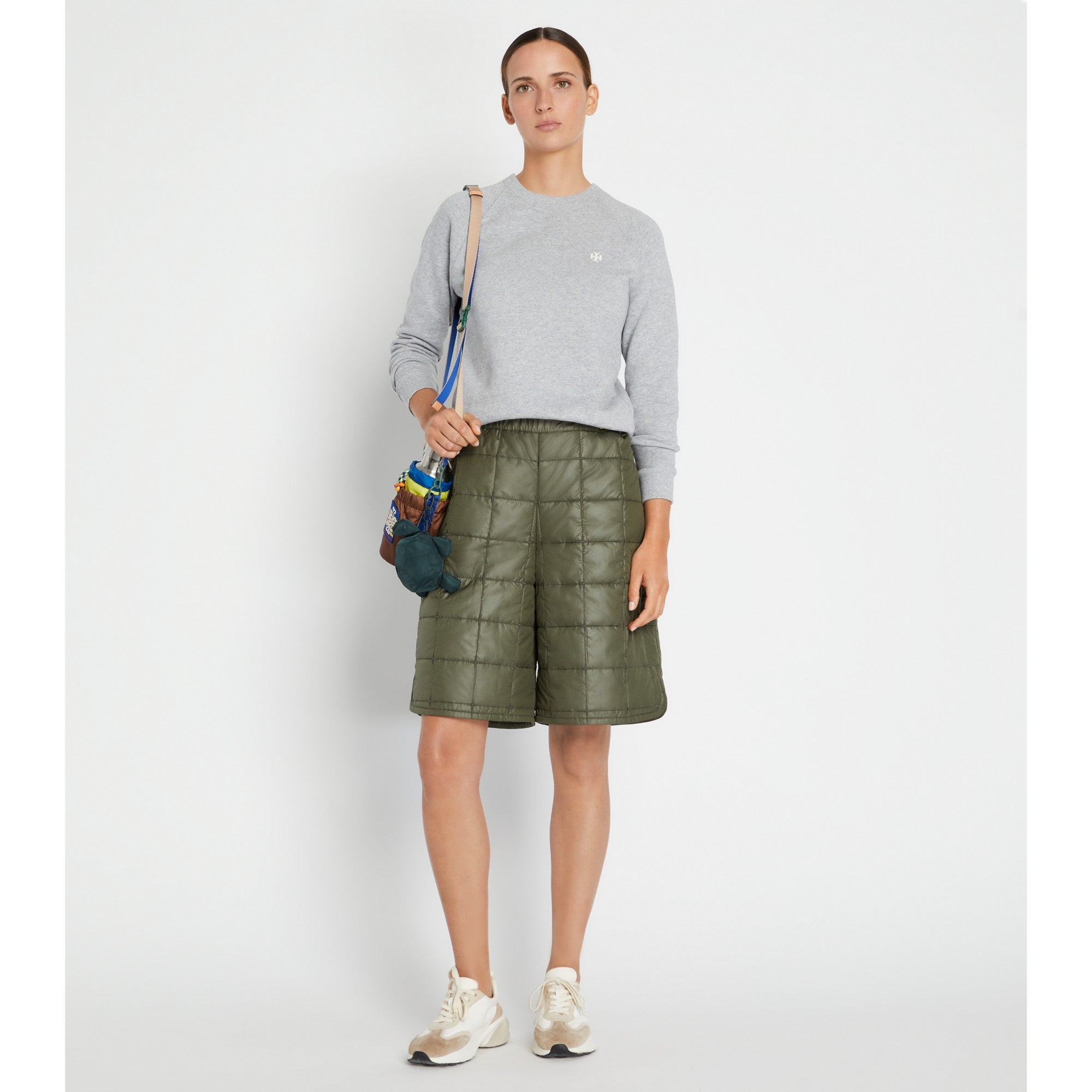 Women Long Quilted Short - Light Olive