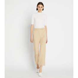 Women Wool Twill Trouser - Khaki Sand