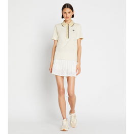 Women Tech Knit Polo - New Ivory / Mocha Chip