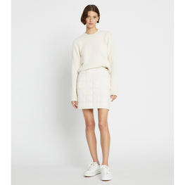 Women Quilted Mini Skirt - New Ivory / New Ivory