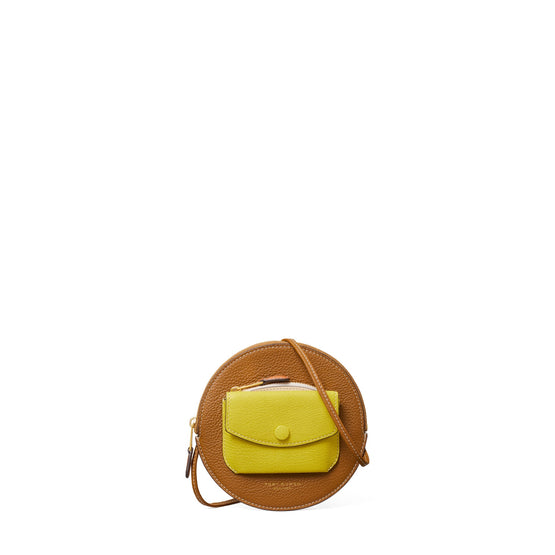 Women Bonbon Circle Wallet Crossbody - Bistro Brown/Island Chartreuse/New Cream