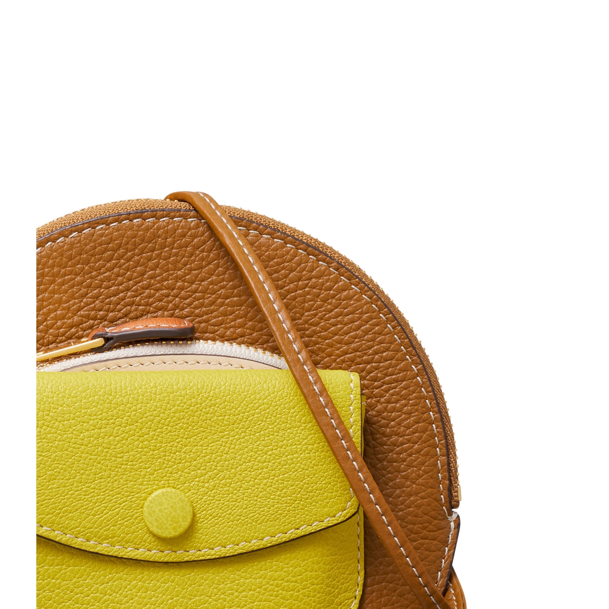 Women Bonbon Circle Wallet Crossbody - Bistro Brown/Island Chartreuse/New Cream