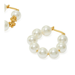 Women Kira Pearl Hoop Earring - Rolled Brass / Ivory