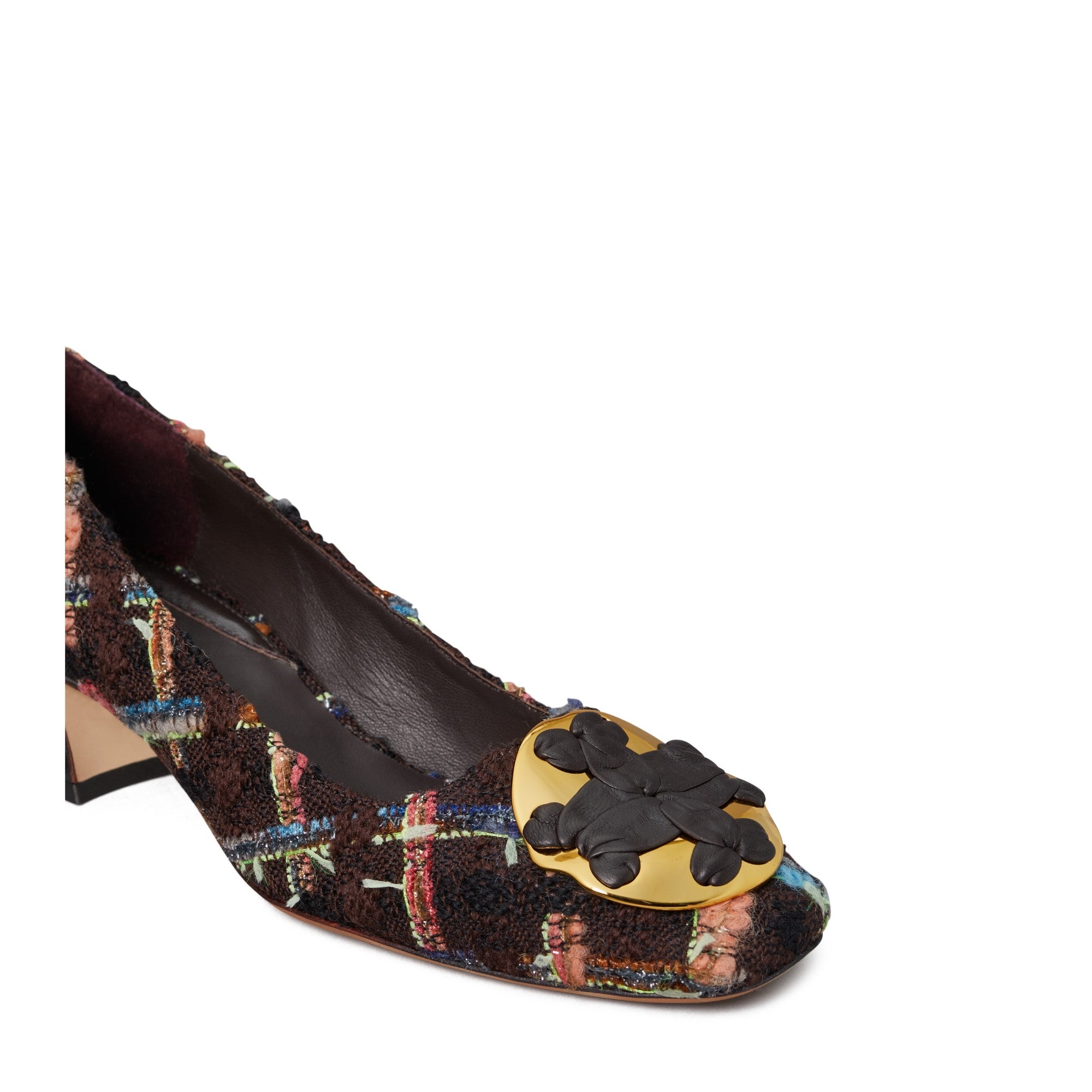 Women Woven Double T Pump 45Mm - Brown Multi / Coco