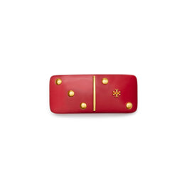 Women Domino Barrette - Rolled Brass / Red Multi