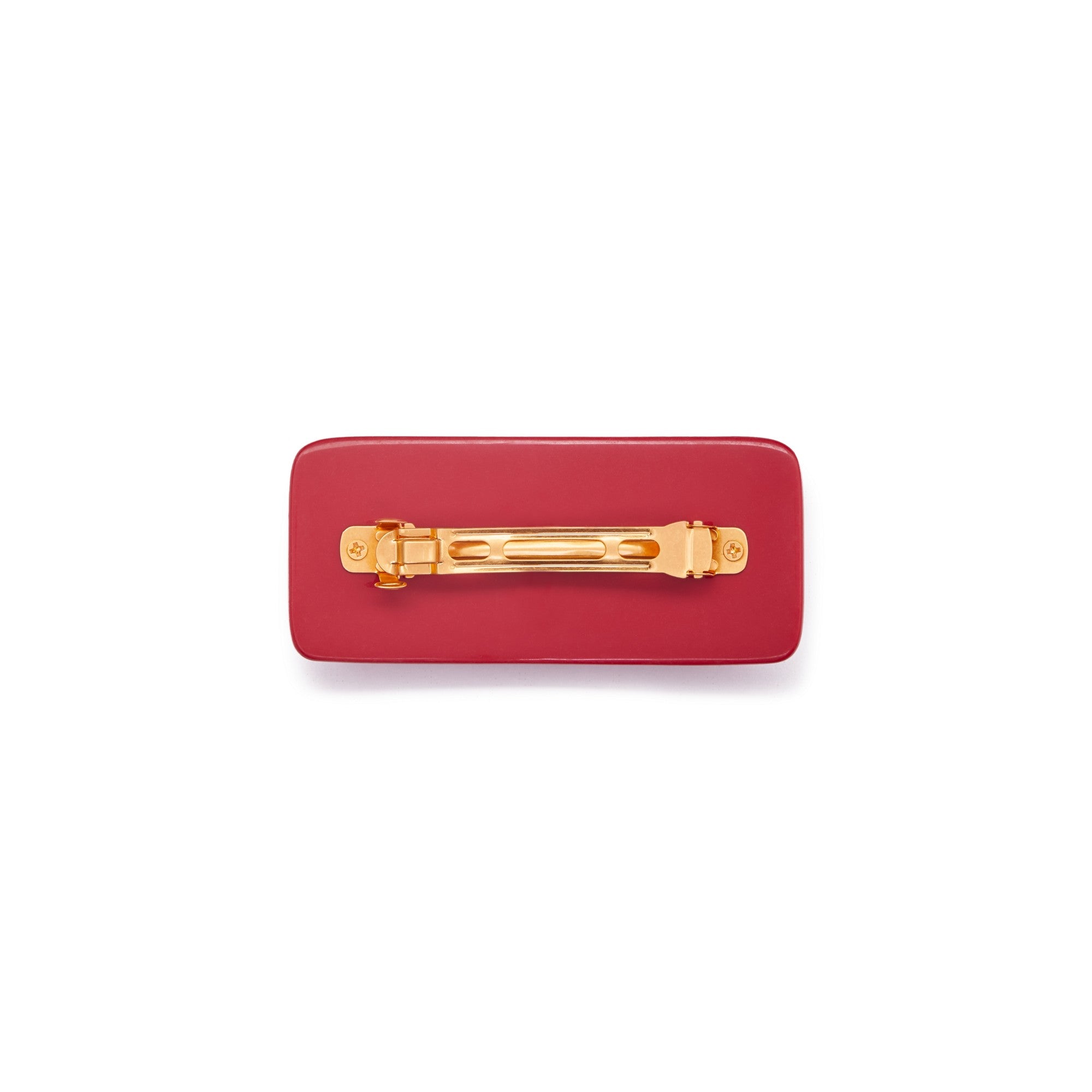Women Domino Barrette - Rolled Brass / Red Multi