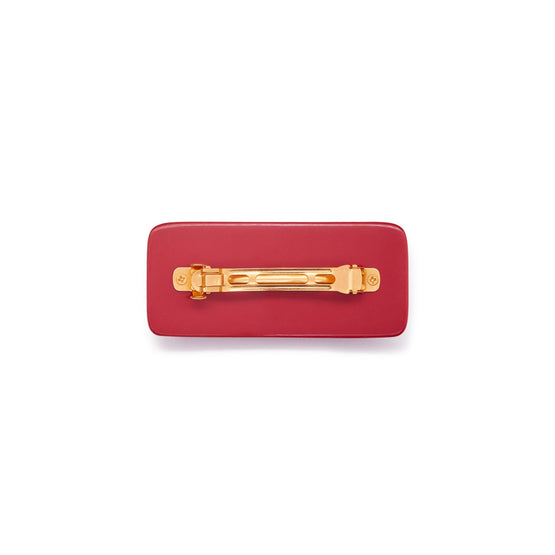 Women Domino Barrette - Rolled Brass / Red Multi