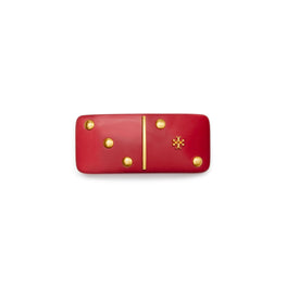 Women Domino Barrette - Rolled Brass / Red Multi