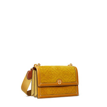 Women T Monogram Suede Embossed Small Shoulder Bag - Deep Sunflower