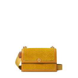 Women T Monogram Suede Embossed Small Shoulder Bag - Deep Sunflower
