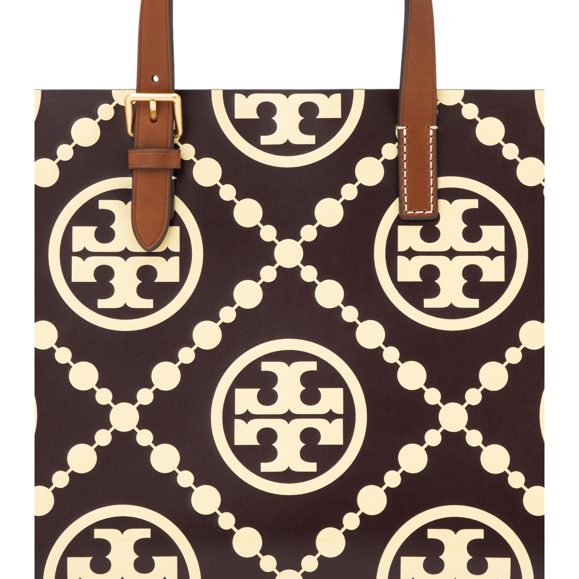 Women T Monogram Contrast Embossed Small Tote - Beetle Berry