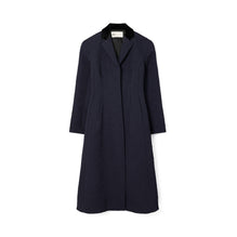 Women Tailored Wool Coat - Medium Navy