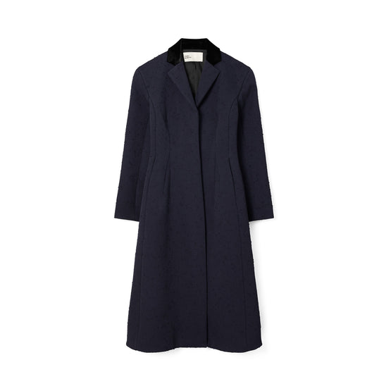 Women Tailored Wool Coat - Medium Navy