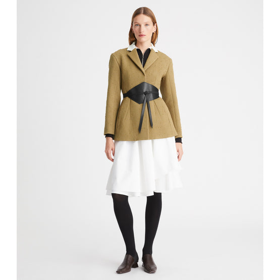 Women Tailored Wool Blazer - Ash Green