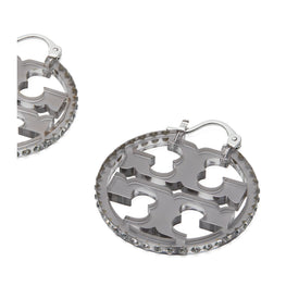 Women Miller Crystal Resin Small Hoop Earring - Tory Silver / Transparent Black