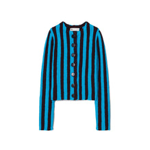 Women Striped  Cardigan - Blackberry / Calypso Blue