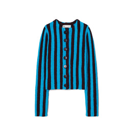 Women Striped  Cardigan - Blackberry / Calypso Blue