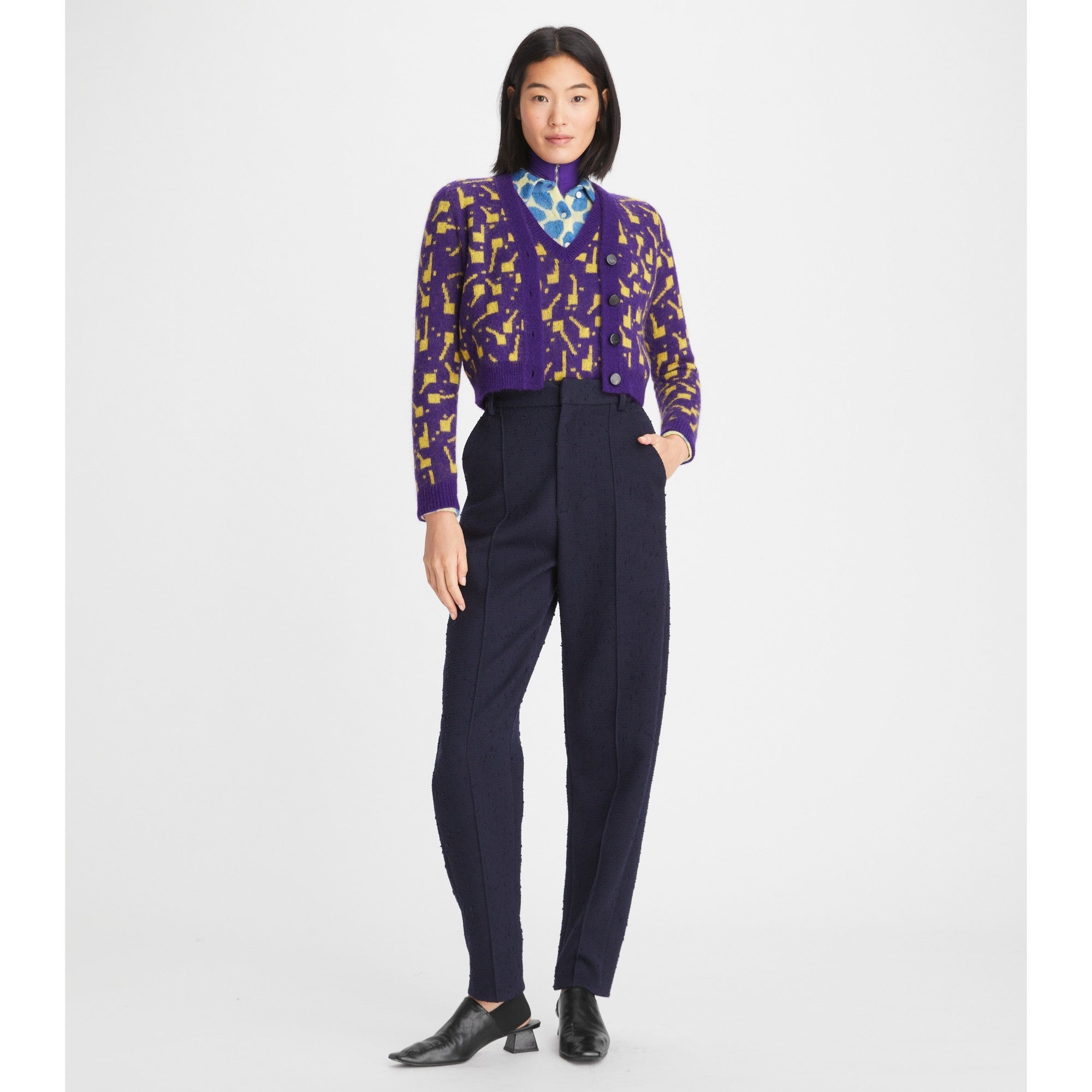 Women Lollipops Jacquard Cardigan - Twilight Purple