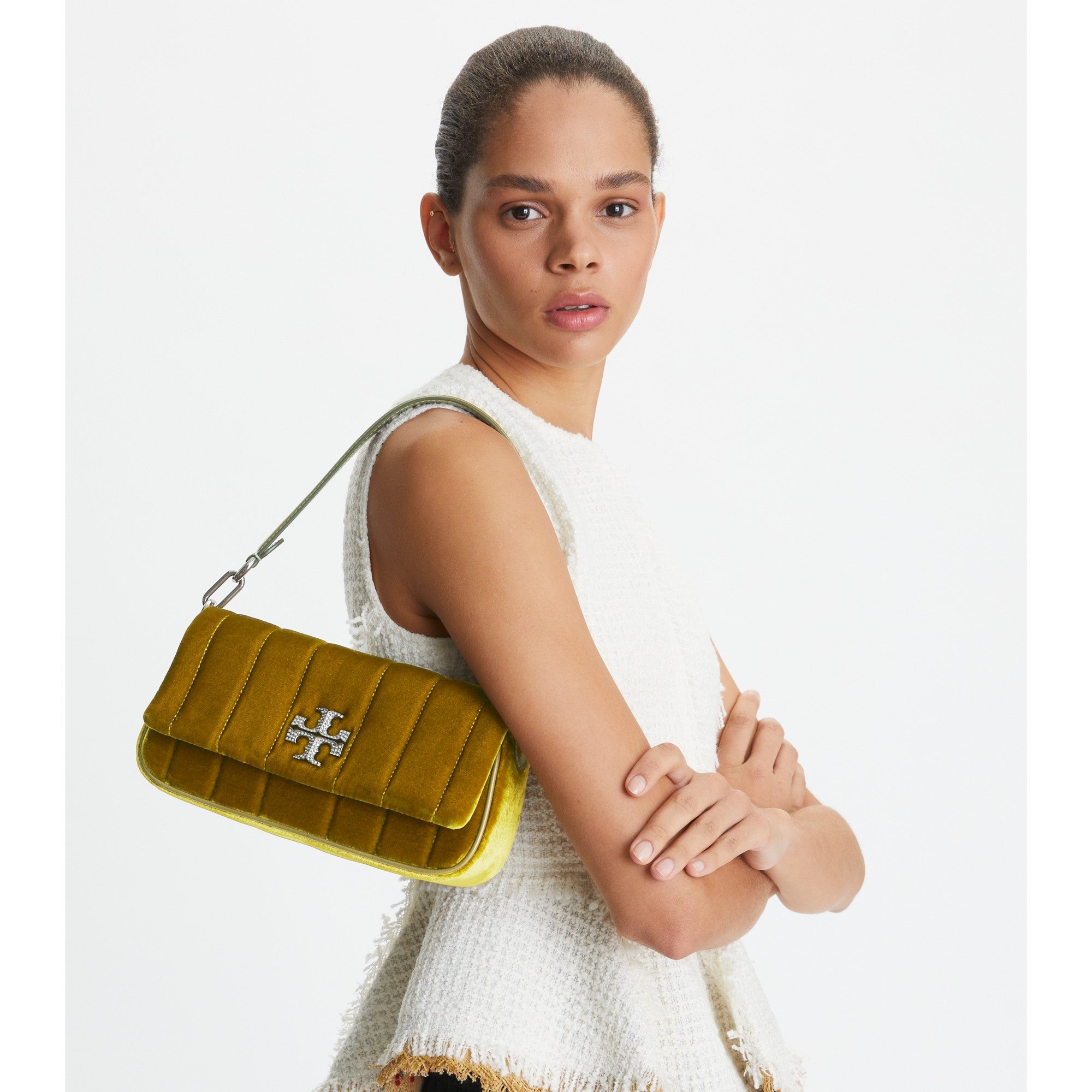 Women Kira Velvet Small Flap Shoulder Bag - Pumpkin Seed