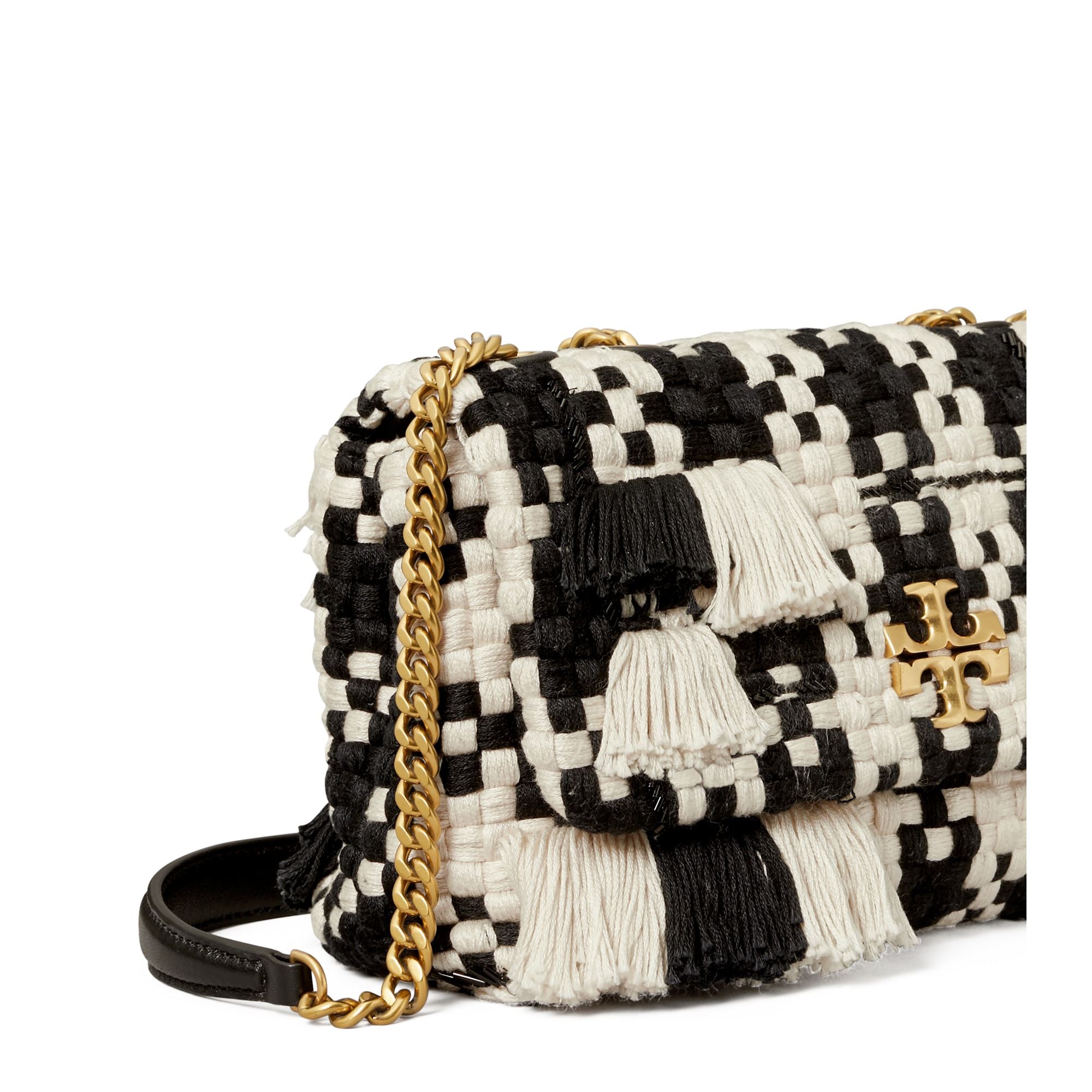 Women Kira Tweed Small Convertible Shoulder Bag - Black / White