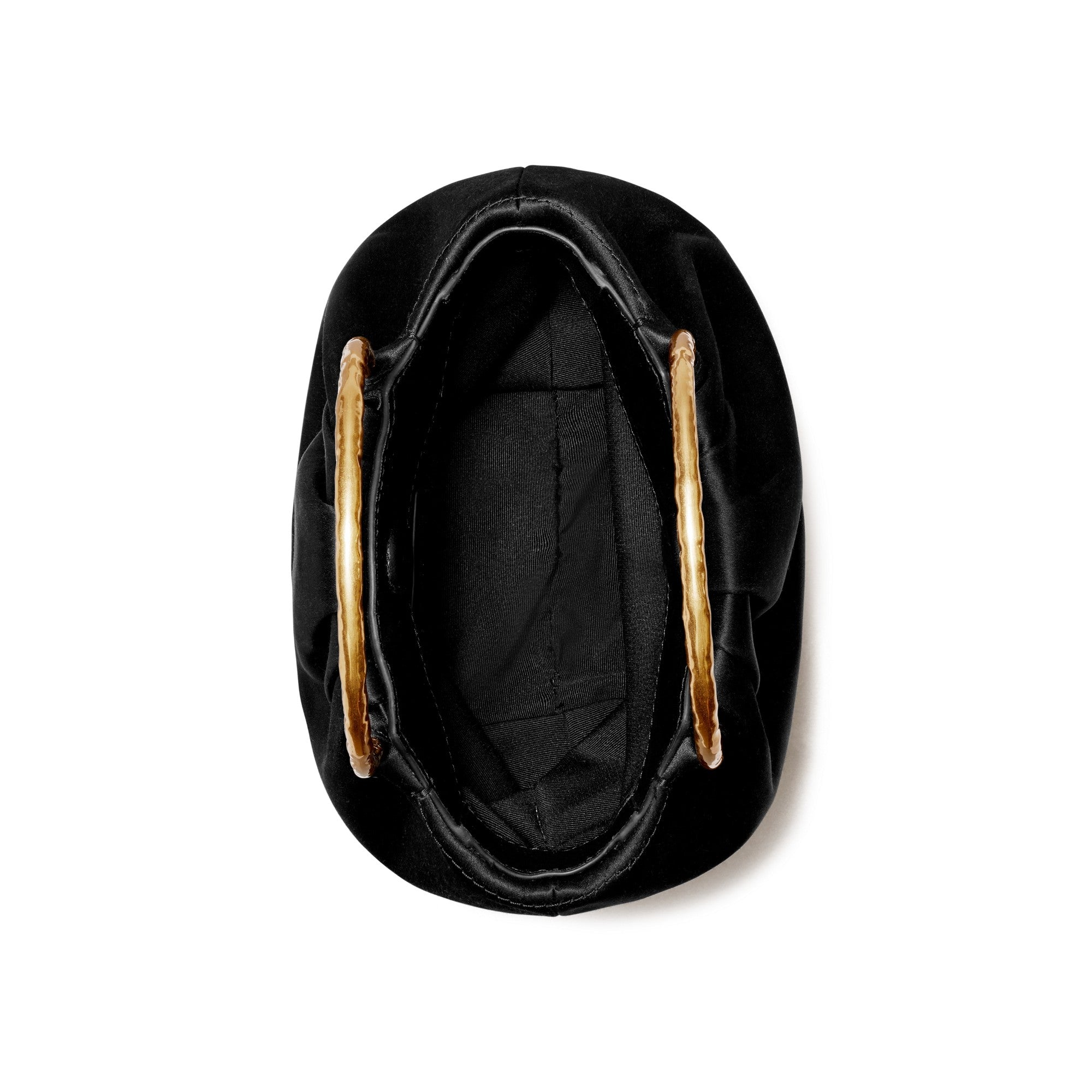 Women Satin Double Ring Evening Bag - Black