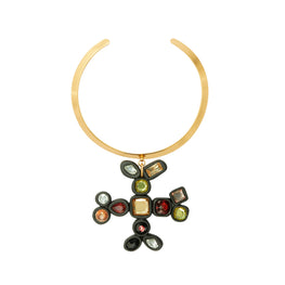 Women Roxanne Collar Necklace - Rolled Gold/Matte Black