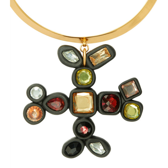 Women Roxanne Collar Necklace - Rolled Gold/Matte Black