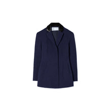 Women Tailored Wool Blazer - Medium Navy