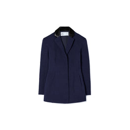 Women Tailored Wool Blazer - Medium Navy