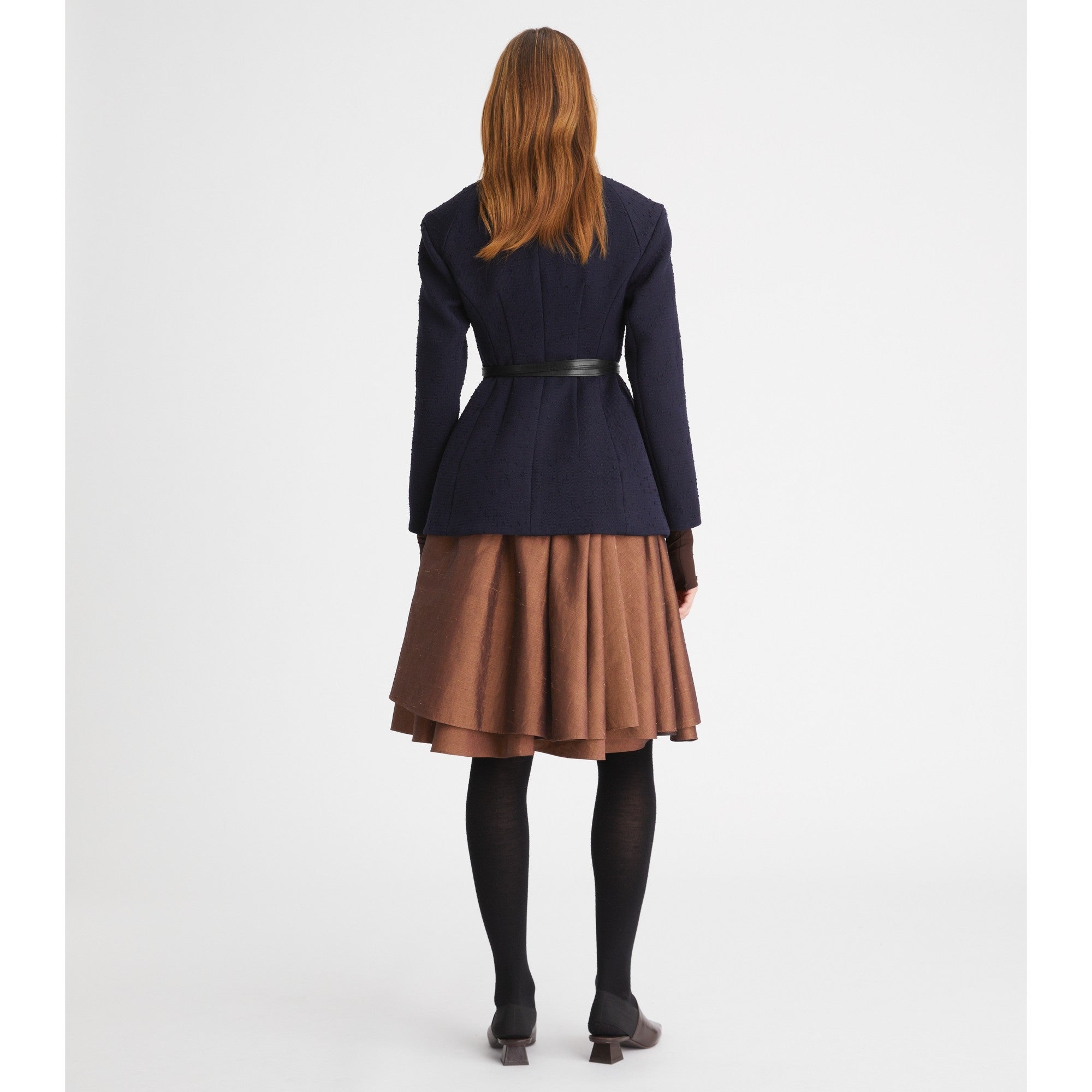 Women Tailored Wool Blazer - Medium Navy