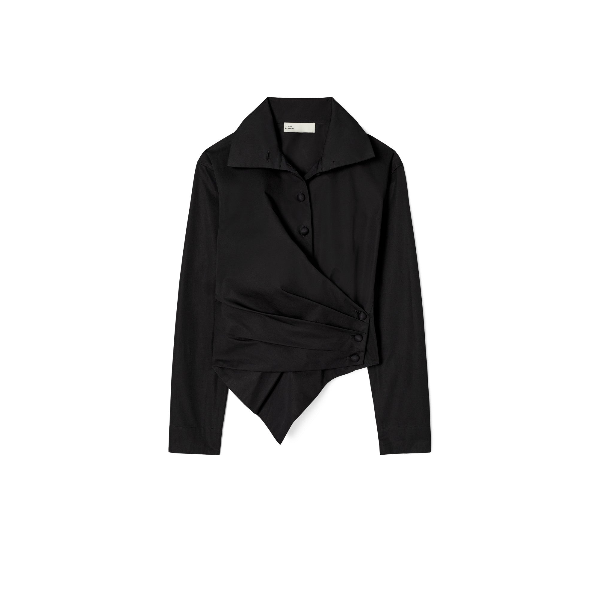 Women Poplin Wrap Shirt - Black