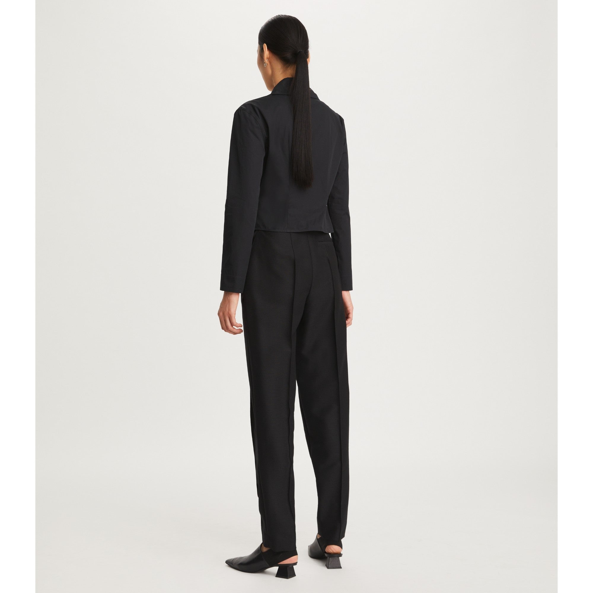 Women Poplin Wrap Shirt - Black