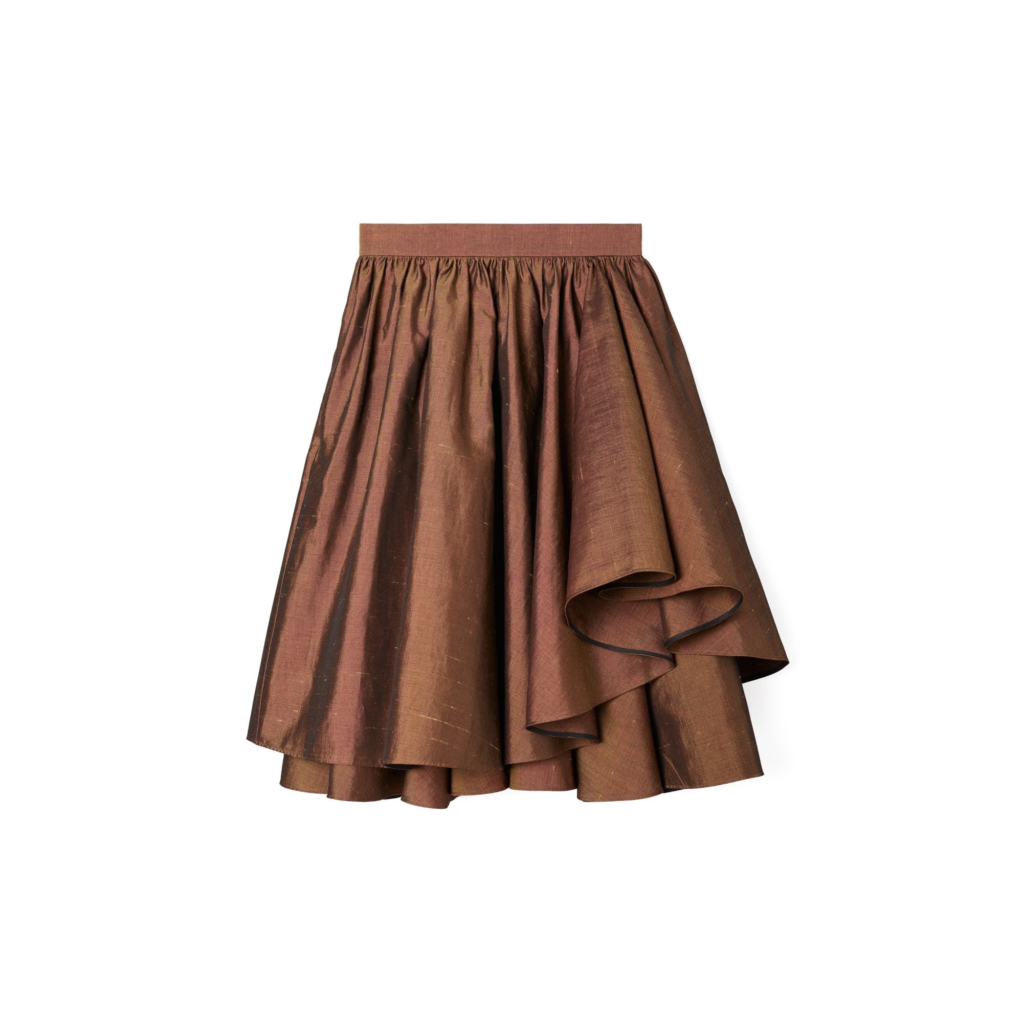 Women Linen Shantung Ballet Skirt - Copper Brown
