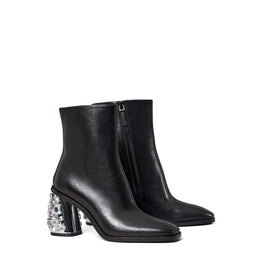 Women Sculpted Heel Embelished Ankle Boot 98Mm - Perfect Black / Crystal